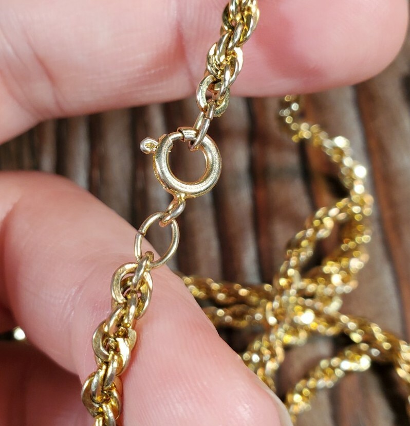 Jade / Serpentine* Necklace Round Chinese Asian Symbol Etched Gold Tone 24″