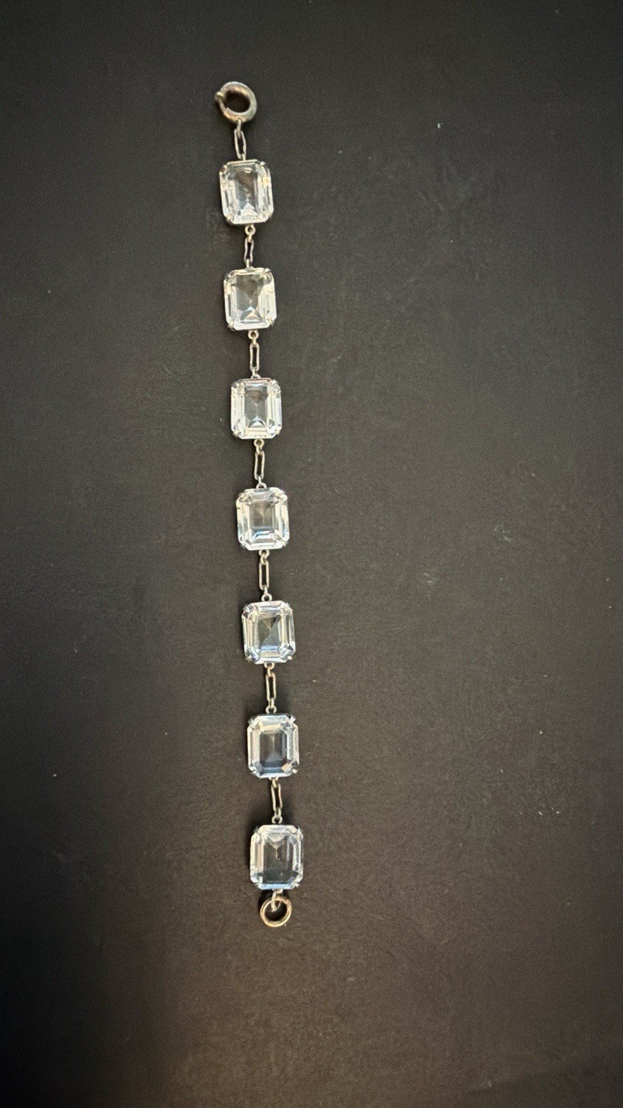 6.75” Bracelet Antique Vintage Art Deco Rock Crystal Quartz Sterling Japan