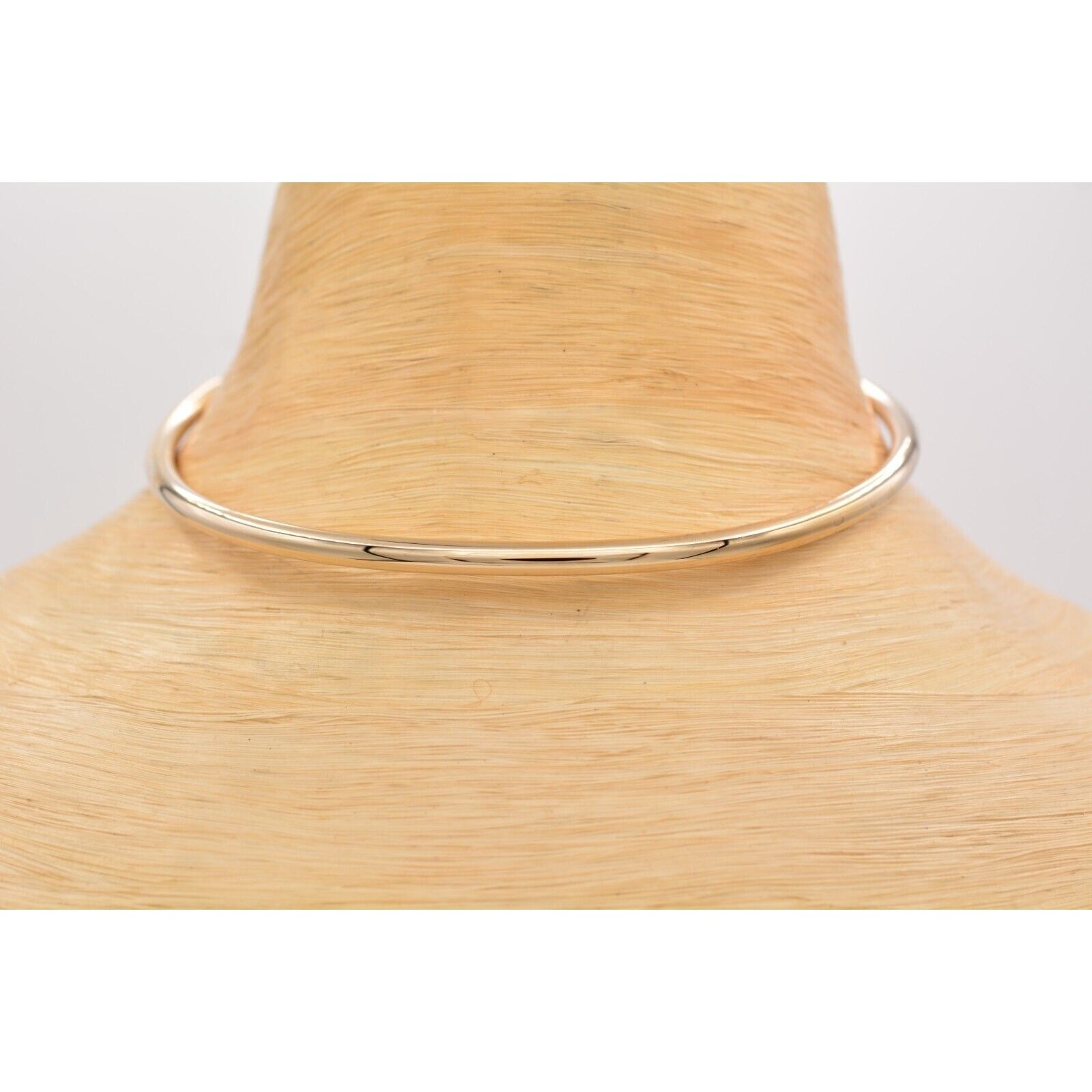 Vintage Choker Necklace Wire Collar Shiny Gold Statement Thick Round NOS 1990s