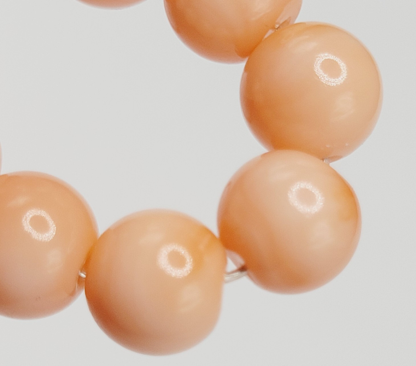 Genuine Pink Peach Blush Coral Bead 6mm Necklace Alloy Clasp Tested 25 inch