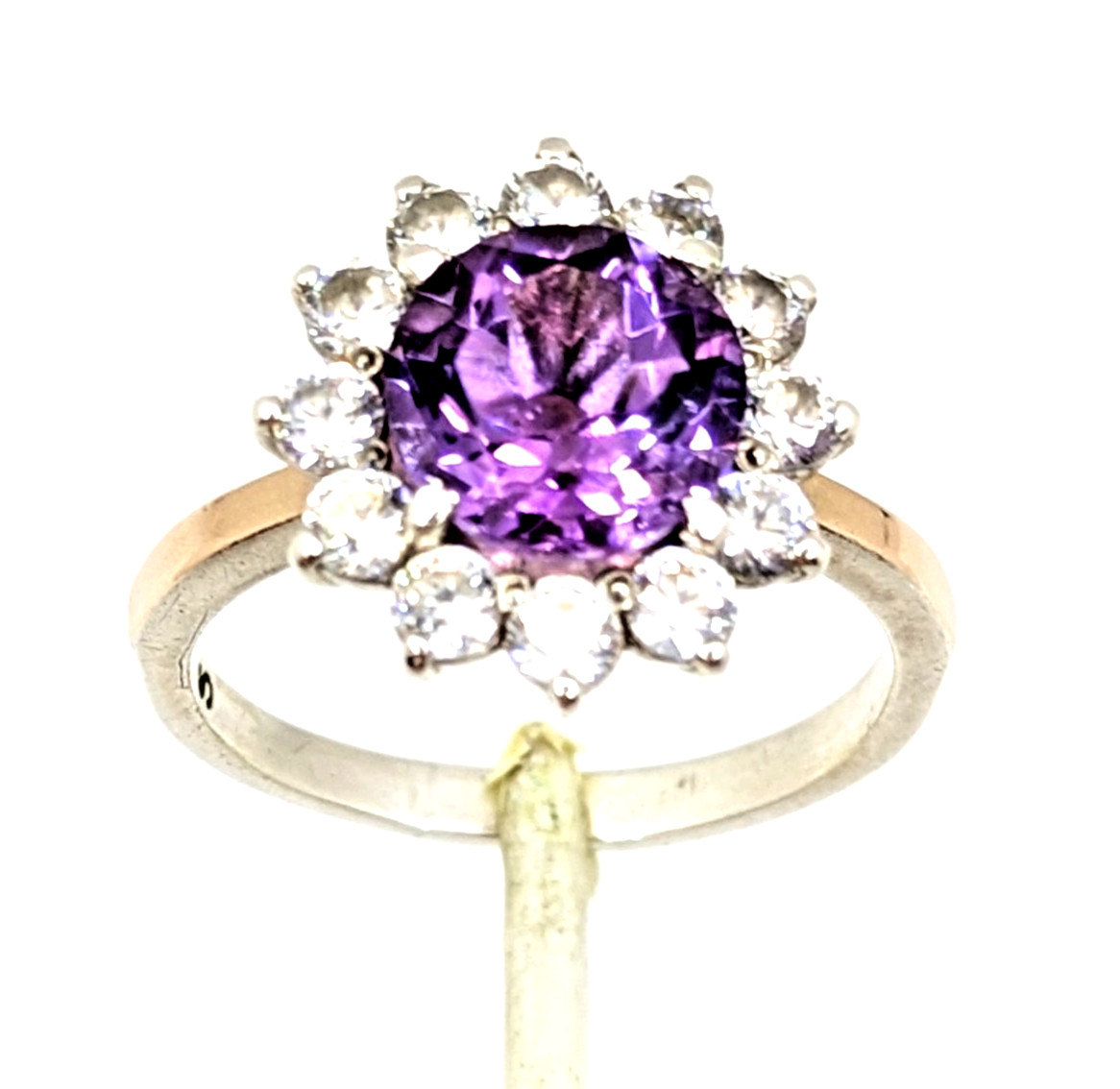 Vintage Luxury RING Silver 925 with Bright Amethyst -size: 7.5US (17.5mm) | #110