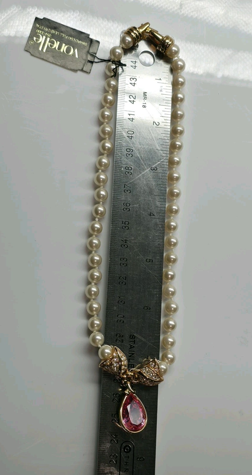 Vintage Swarovski Jeweler’s Collection Stunning Pearl & Crystal Drop Necklace