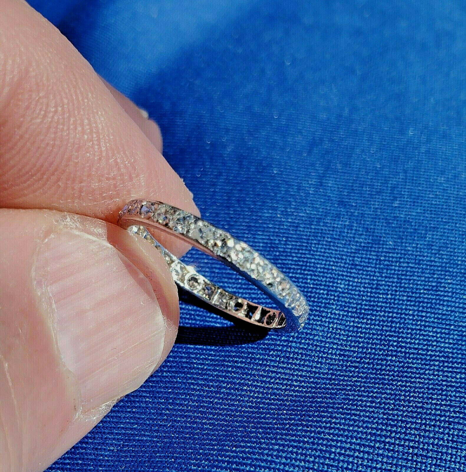 Original EARTH MINED DIAMOND Wedding Band Deco PLATINUM Eternity Ring Size 6.25