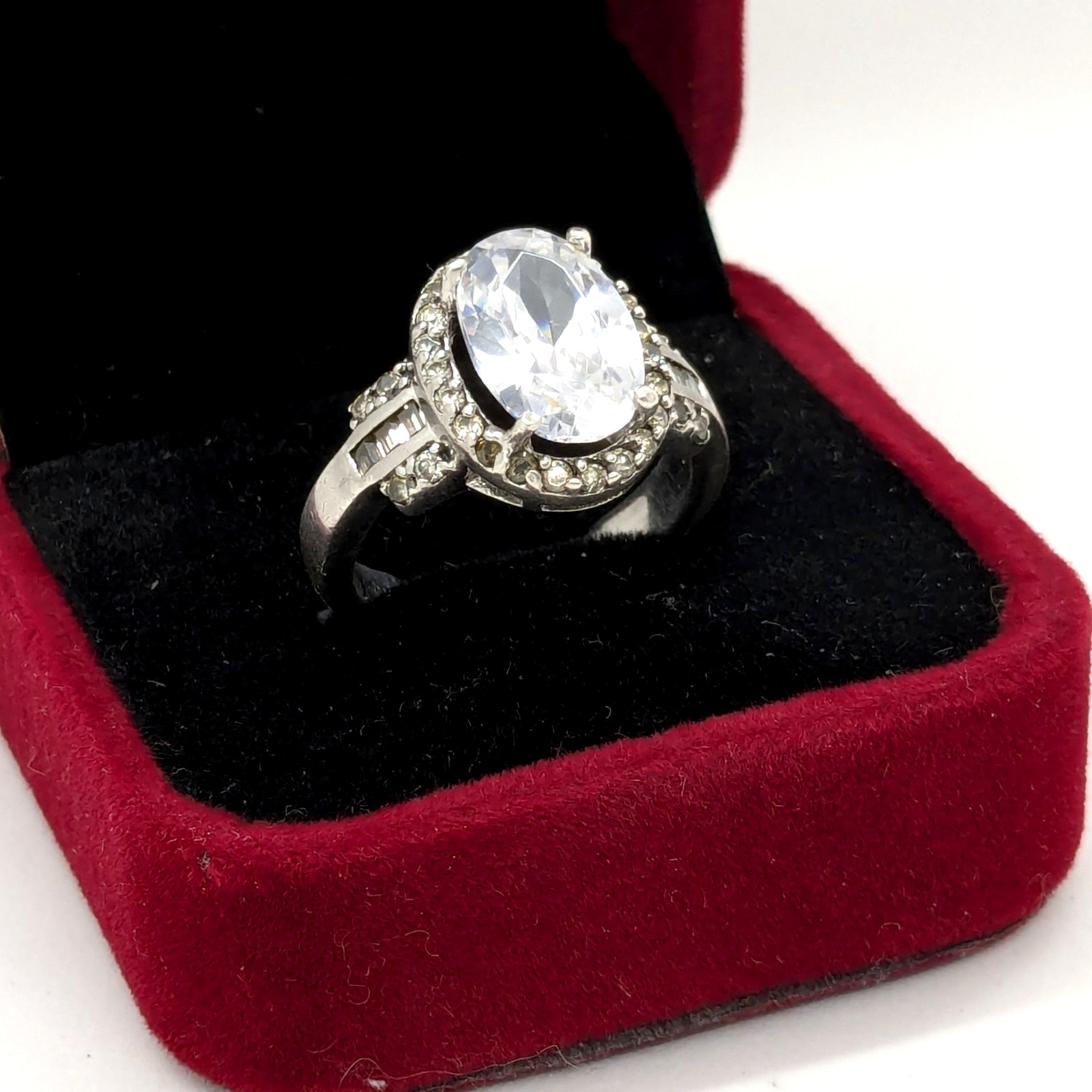 Vintage Elegant RING Silver 925 with Big Bright Stone -size: 8.25US (18mm) | #91
