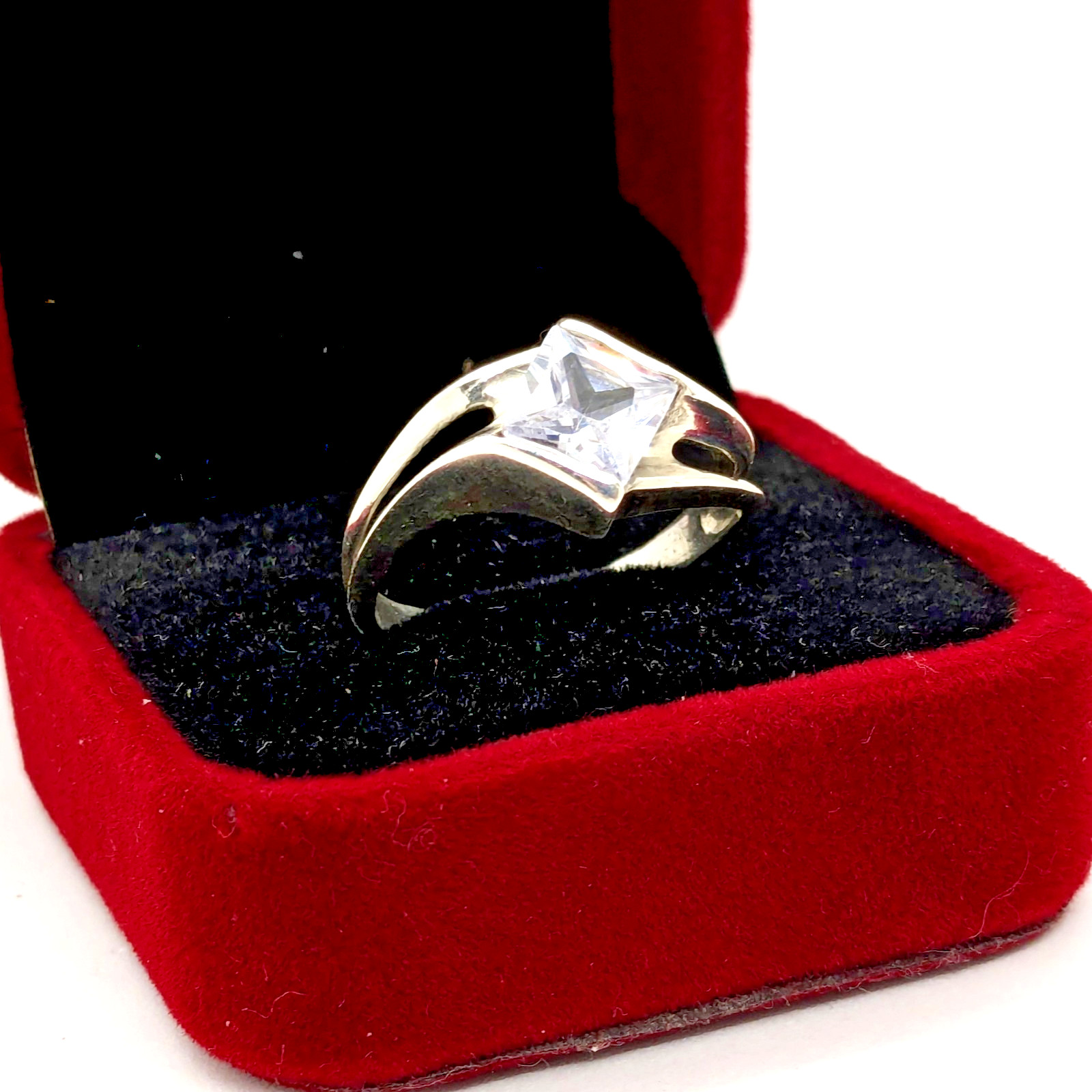 Vintage Elegant RING Silver 925 with Chic Bright Stone -size: 9.25US (19mm)| #25