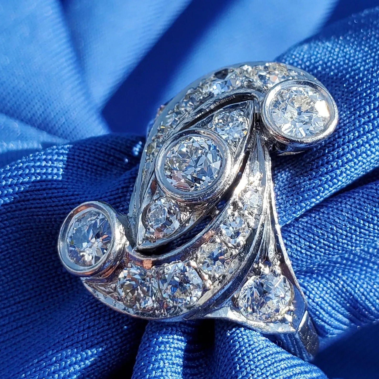 Original EARTH MINED DIAMOND European cut Deco Engagement Ring Vintage 14K GOLD