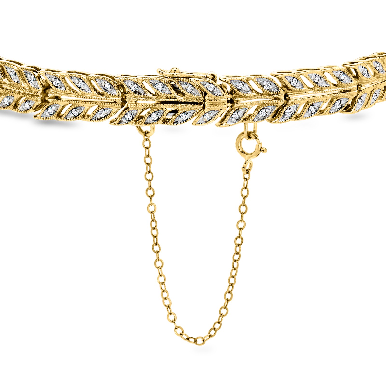 Vintage .50 ct. t.w. Diamond Leaf Bracelet in 14kt Yellow Gold. 6.75 inches