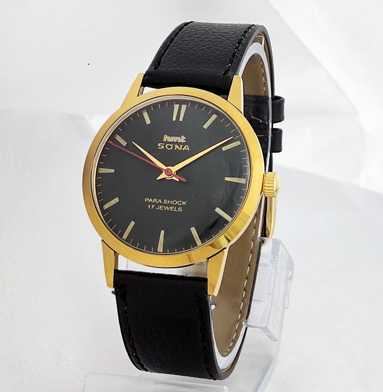 Vintage Hmt Sona Black Dial 17 Jewels Para Shock Mechanical hand winding Watch