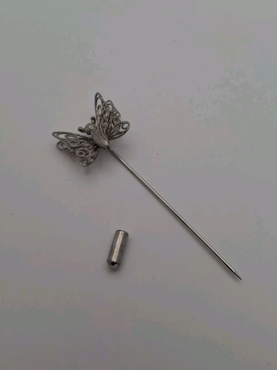 Butterfly Stick Pin Filgaree Silver Color