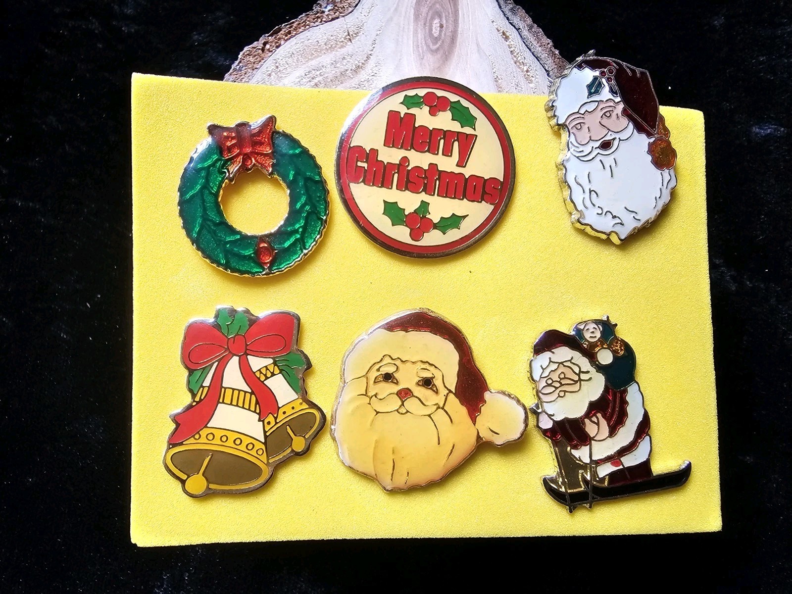 Lot Of 6 Christmas Gold Tone Enamel Holiday Lapel Pins Flat Signed Swib Taiwan