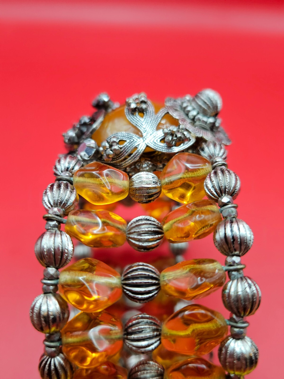 MIRIAM HASKELL Signed Multi Strand Quartz Crystal WRAP Beaded Vintage BRACELET