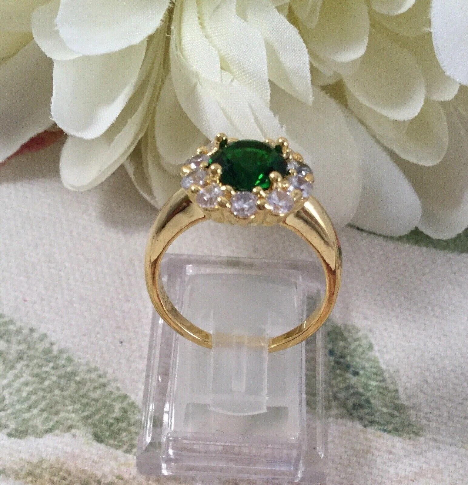 3.2Ct Art Deco Style Lab Created Emerald Women’s Anniversary 14K Gold FN Ring