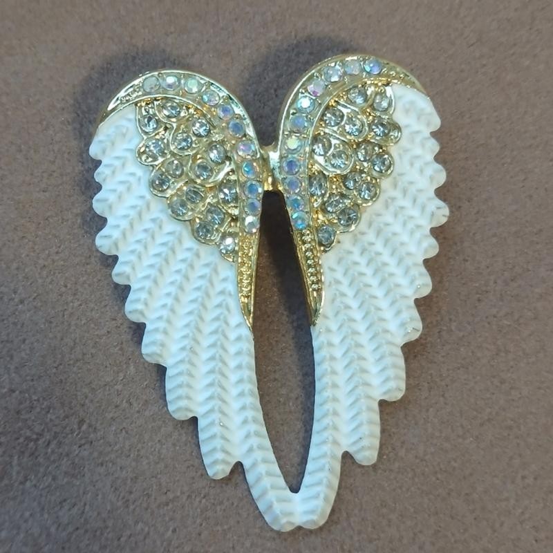 New Collection White Angel Wings Brooch Size 5.1 cm