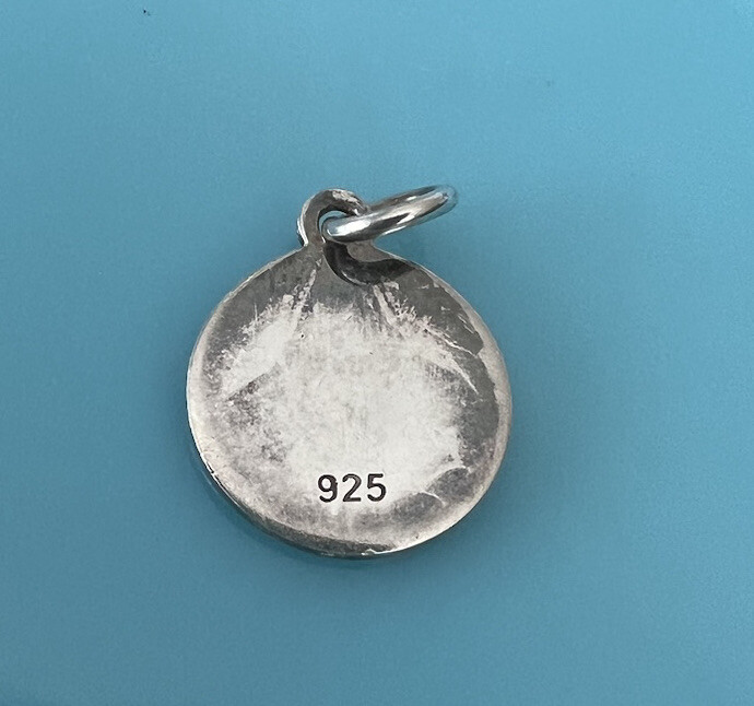 Vintage Sterling Silver Blue Best In Show Round Bracelet Charm Pendant Dog Tag