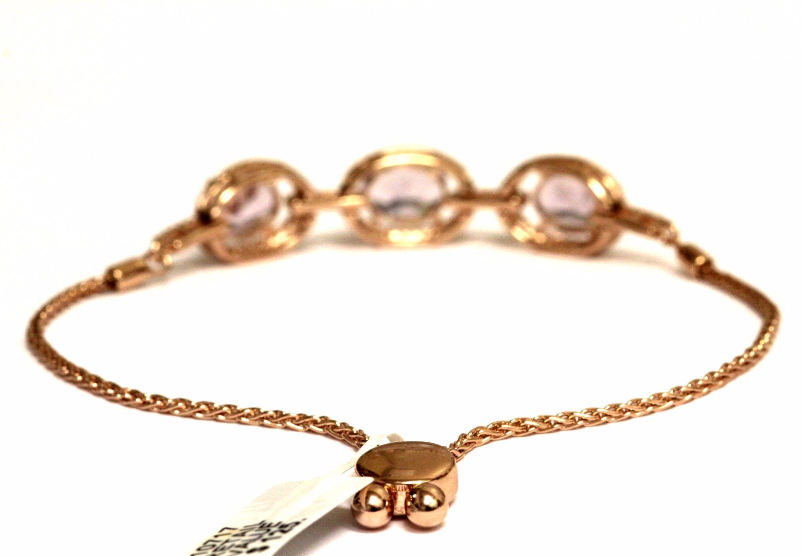 925 Silver 14k rose plated amethyst lab white sapphire bracelet 9.4g gemstone