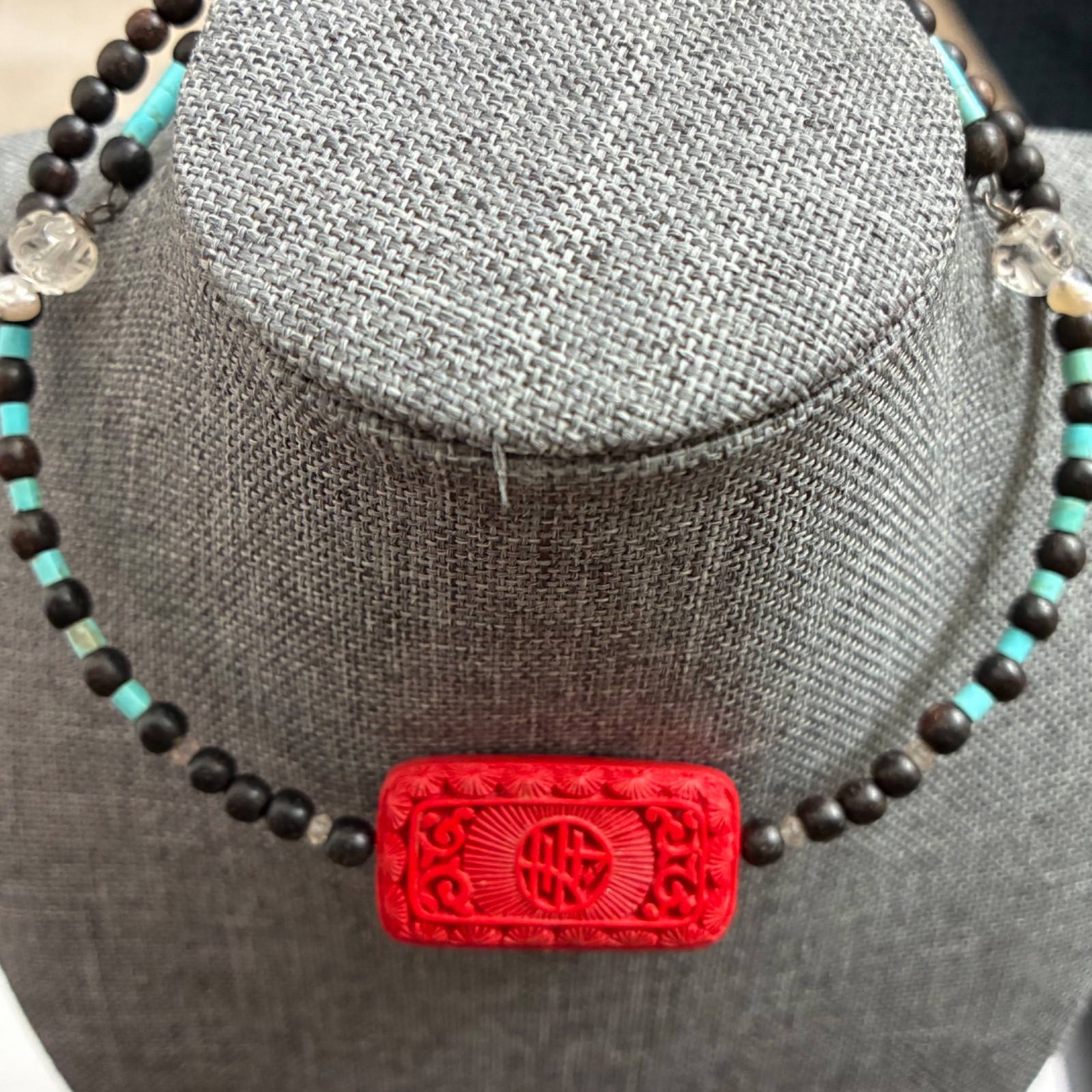 Red Cinnabar Turquoise Necklace