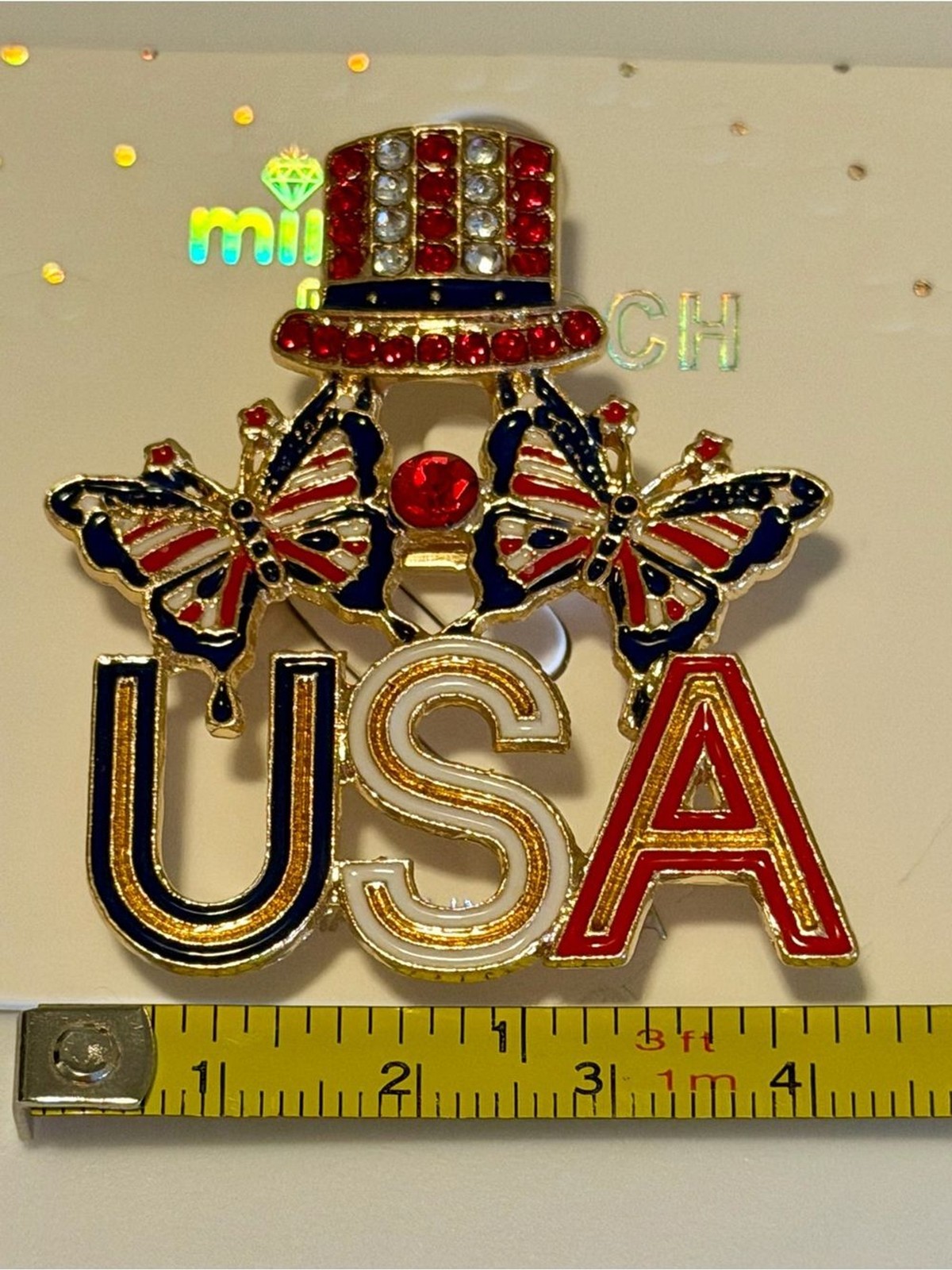 Mint Red White Blue USA Patriotic Brooch