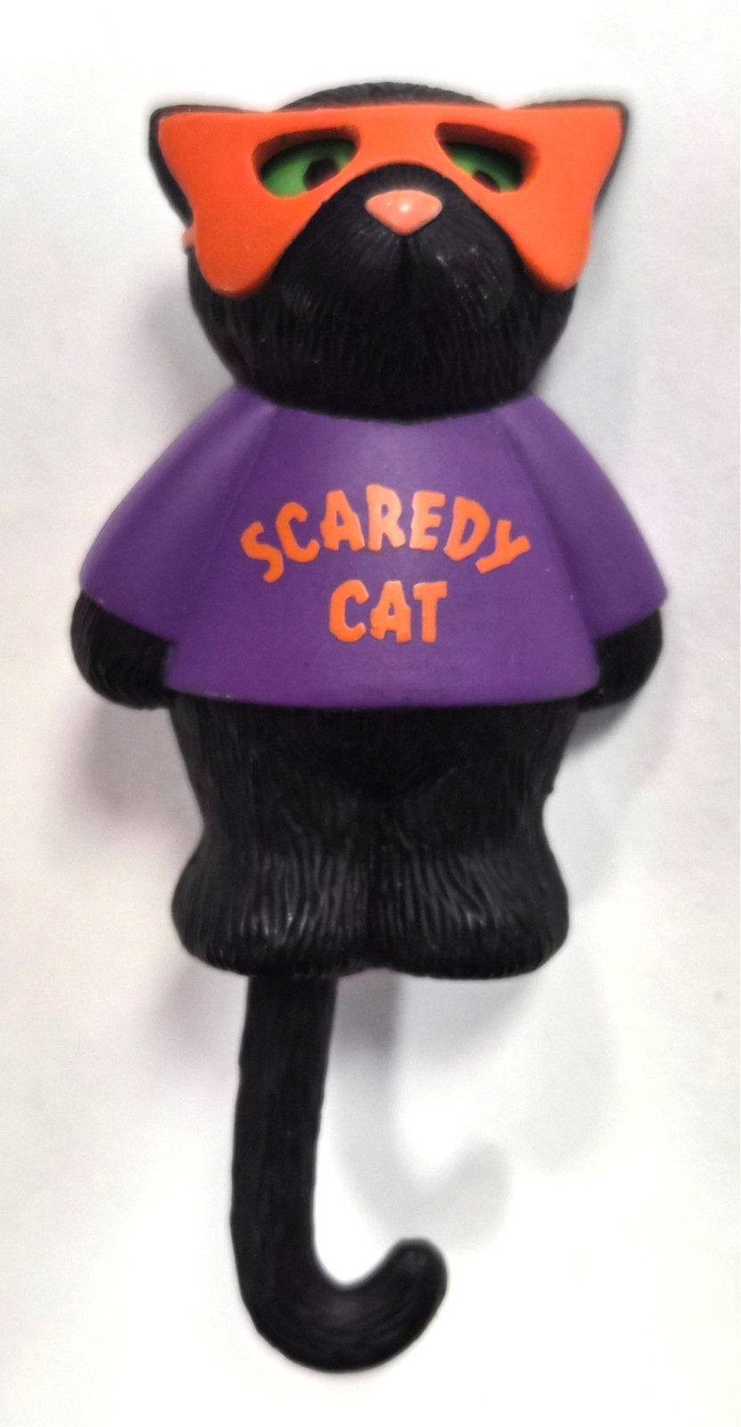 Vintage 90s Hallmark Cards Halloween SCAREDY CAT Moving Eyes & Tail Pin / Brooch