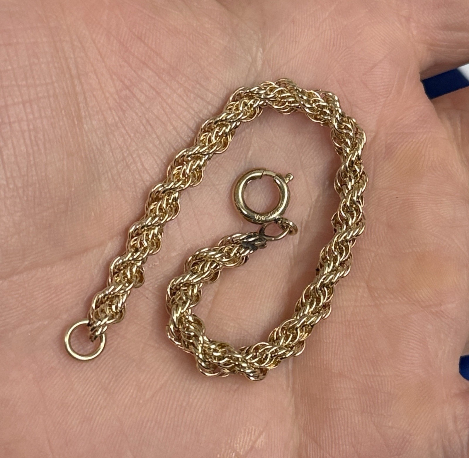 CHUNKY 12k Gold Filled Rope Bracelet 6” 5.2mm Shiny GF 6.4g Vtg victorian