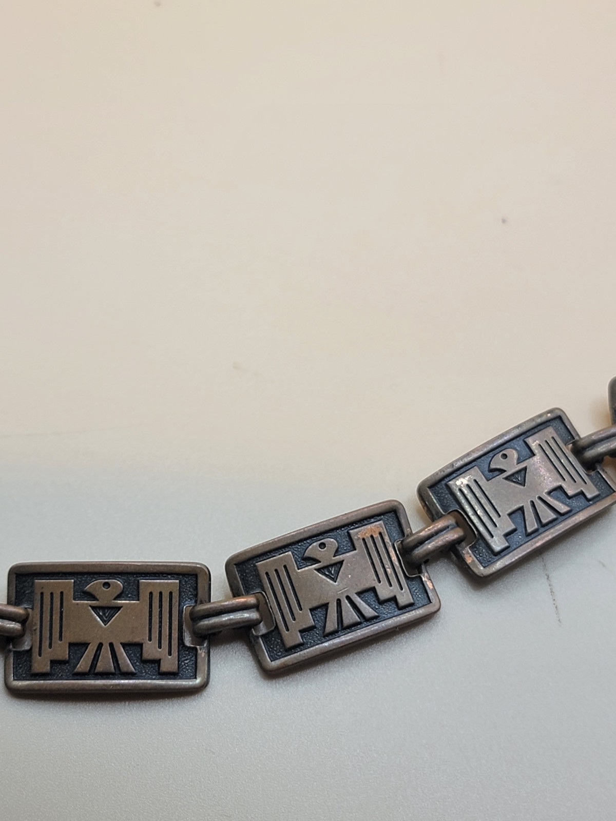 Vintage COPPER Thunderbird BRACELET 7 Links and Claw Clasp Native American
