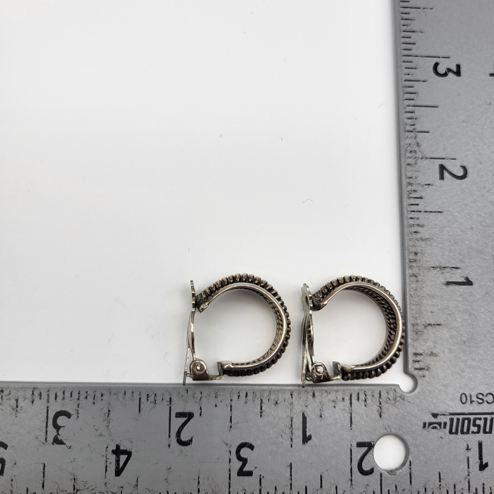 Fab Vintage Sterling Silver Clip earrings textured Boho Goddess Toga Modernist