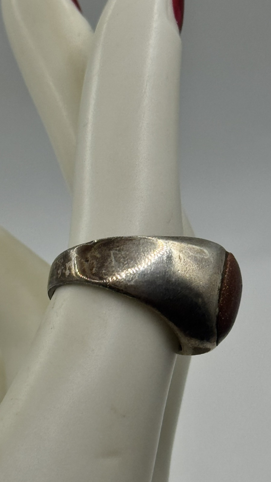 VINTAGE GOLDSTONE Sterling Silver 925 Band RING Sz 6.75