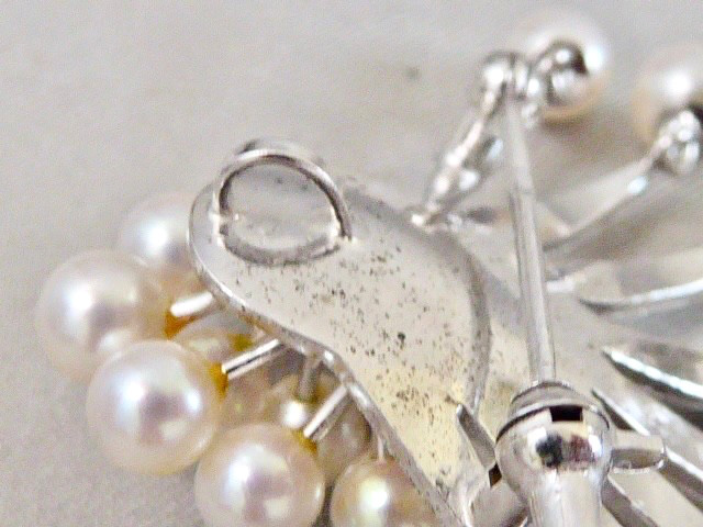 VINTAGE FABULOUS BRIGHT CLEAN CULTURED AKOYA PEARL STERLING 60’S PIN PENDANT