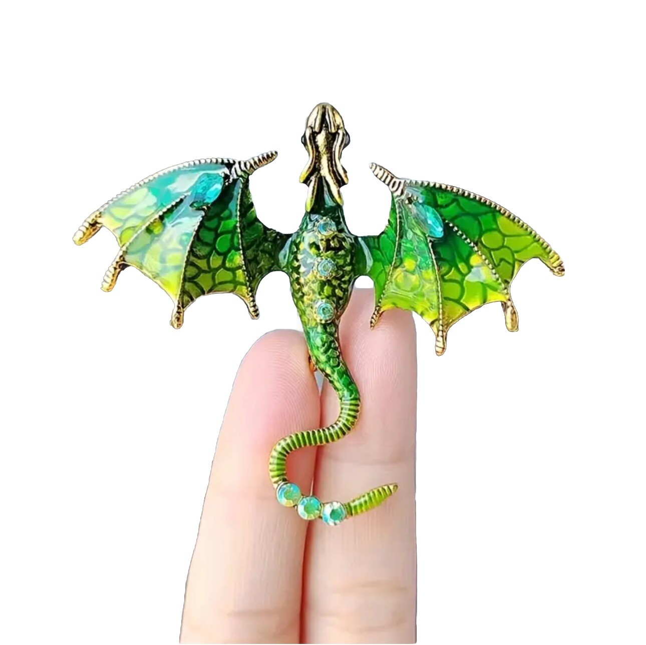 Retro Flying Dragon Green Painted Brooch Pendant US Seller No Drop Shipping