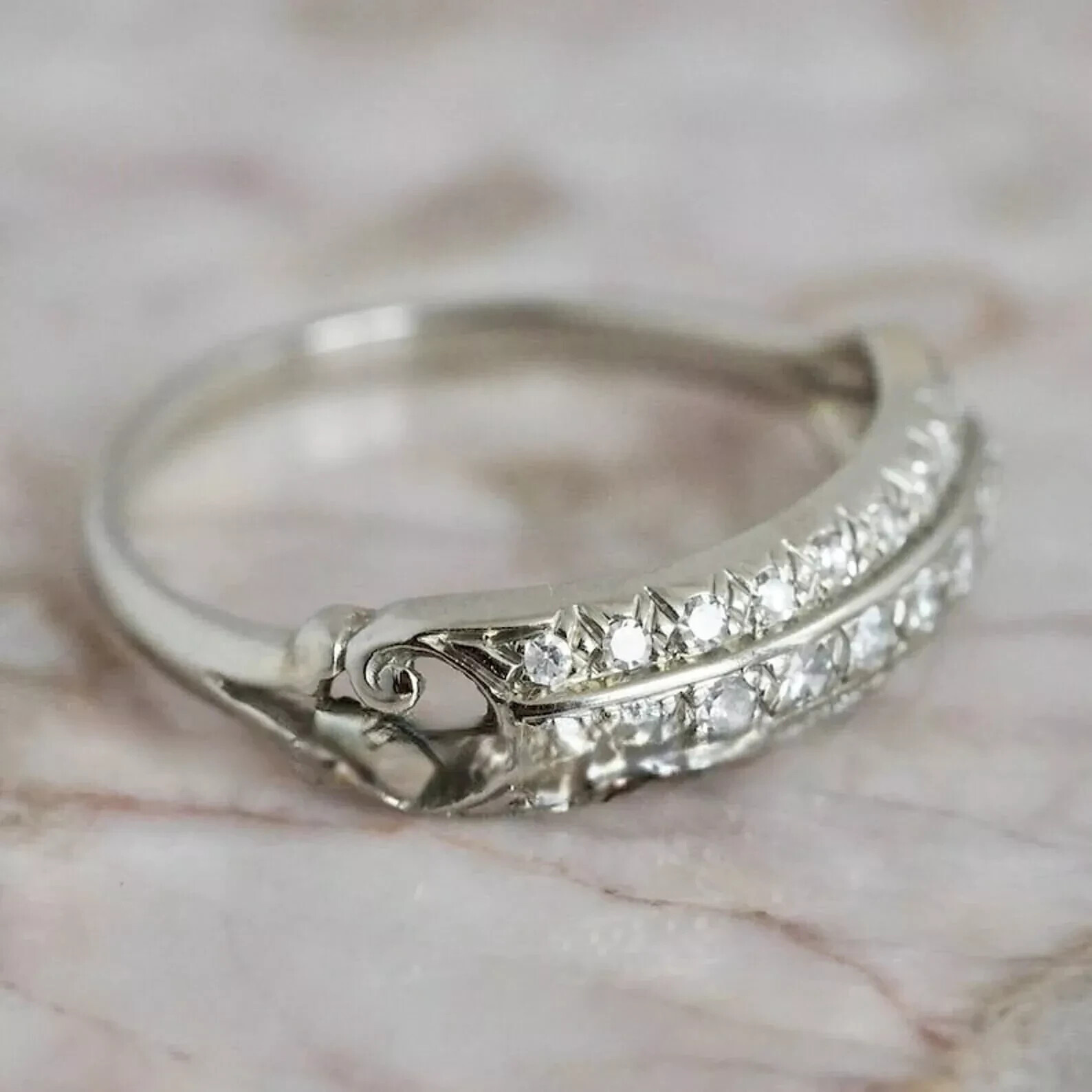 2Ct Round Cut Art Deco Style Lab-Created Diamond Wedding Ring 14K White Gold FN