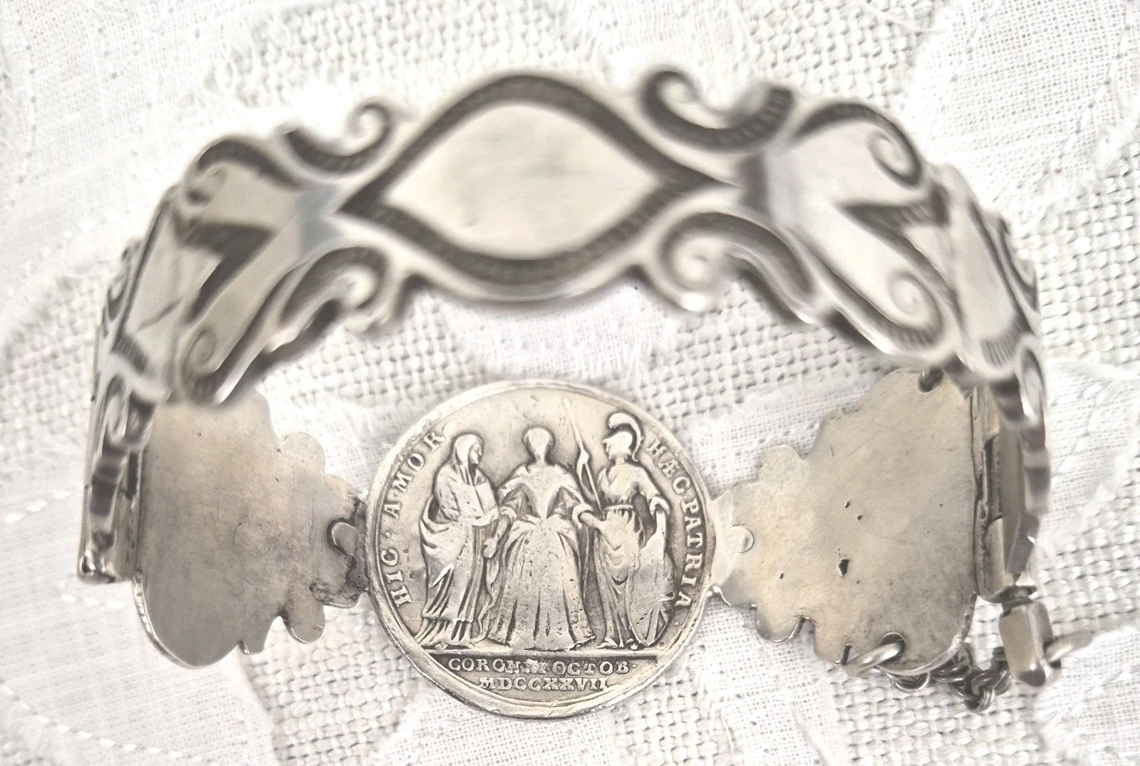 Sterling Silver! 1727 Queen Caroline Coronation Coin Bracelet. ONLY 400-800 Mtd.