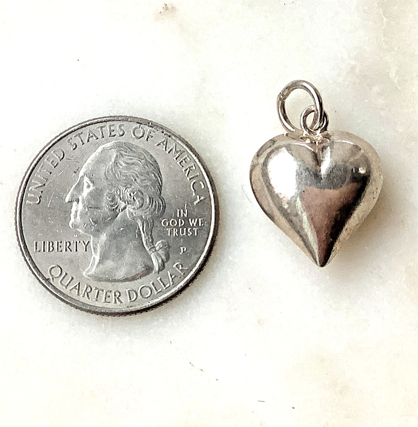 Vintage Sterling Puffy Heart Photo Locket Silver 925 Pendant Small Heart Charm