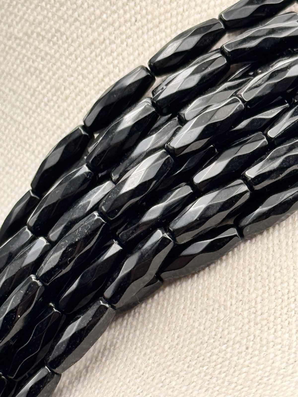 Vintage Black Necklace DESIGNER QUALITY Lucite Beads Multi Strand