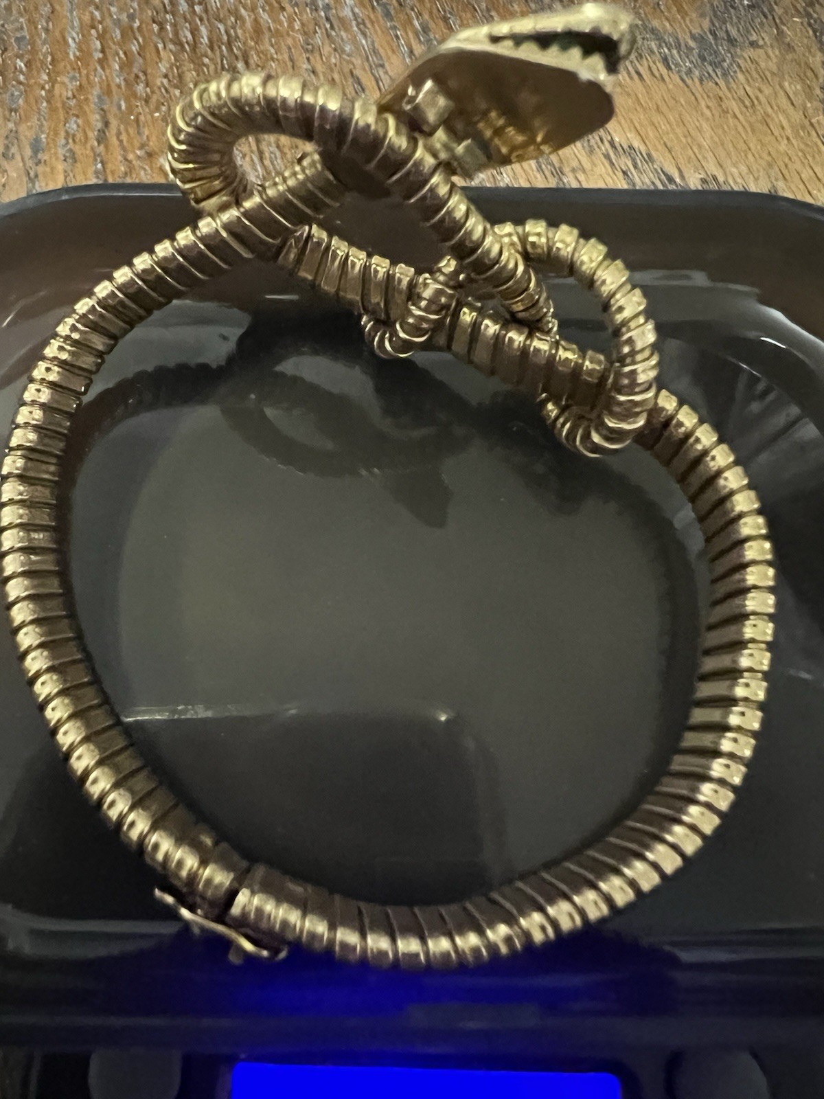 ANTIQUE 14K GOLD COILED SNAKE BRACELET Very Good Cond 23.2 g. Signed B/O