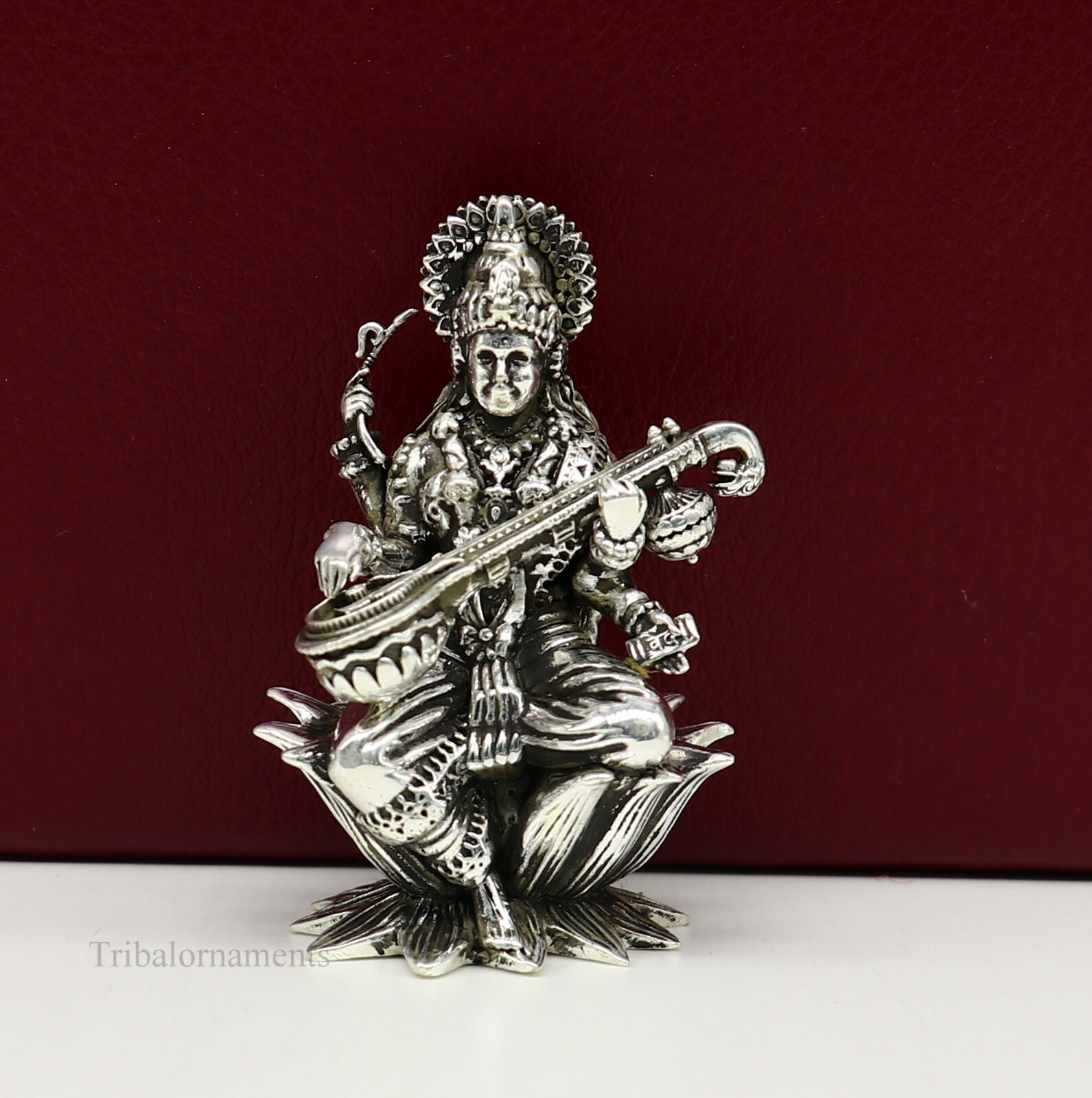 925 sterling silver Goddess Saraswati statue, figurine, puja article art121