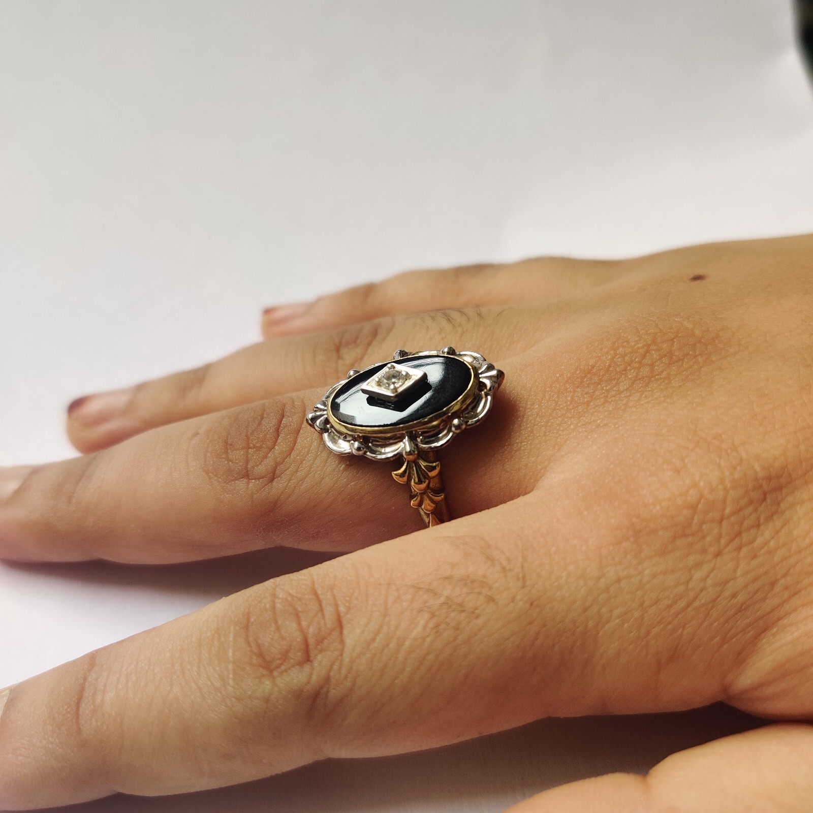 antique 925 silver vintage Victorian art deco handmade black onyx ring best gift