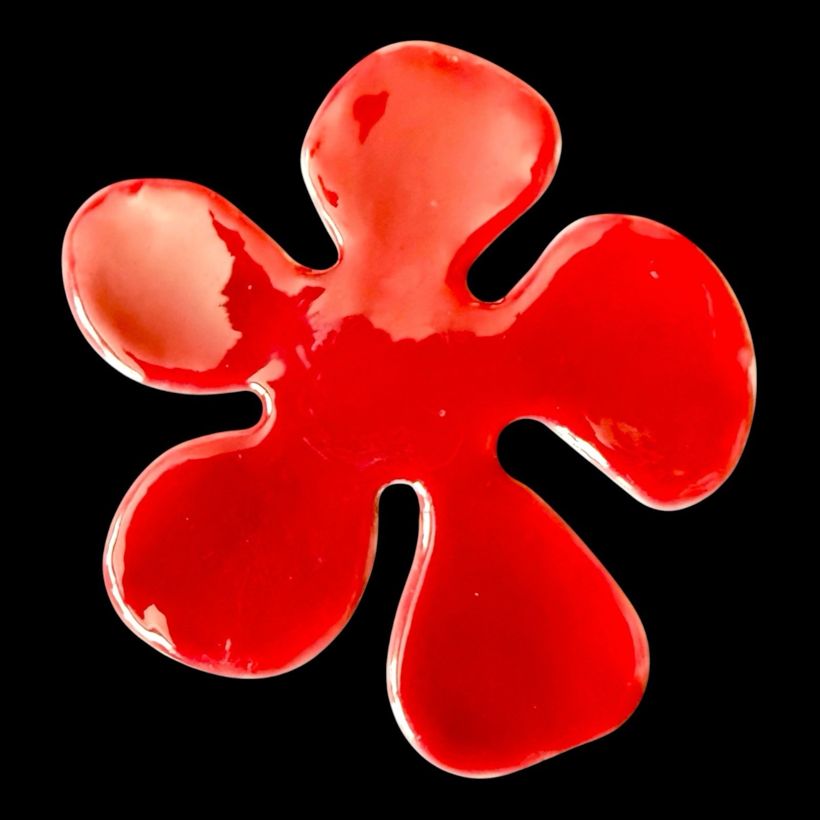 Enamel Flower Brooch Pilgrim Red Pop Art Abstract Flower Pin Vintage Denmark