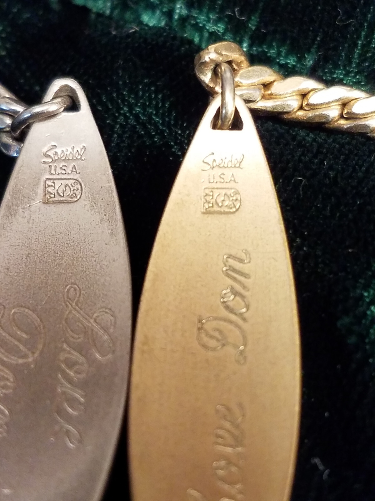 Lot Of 2 Identity Bracelet Speidel Diamond Accent Engraved ID Chain