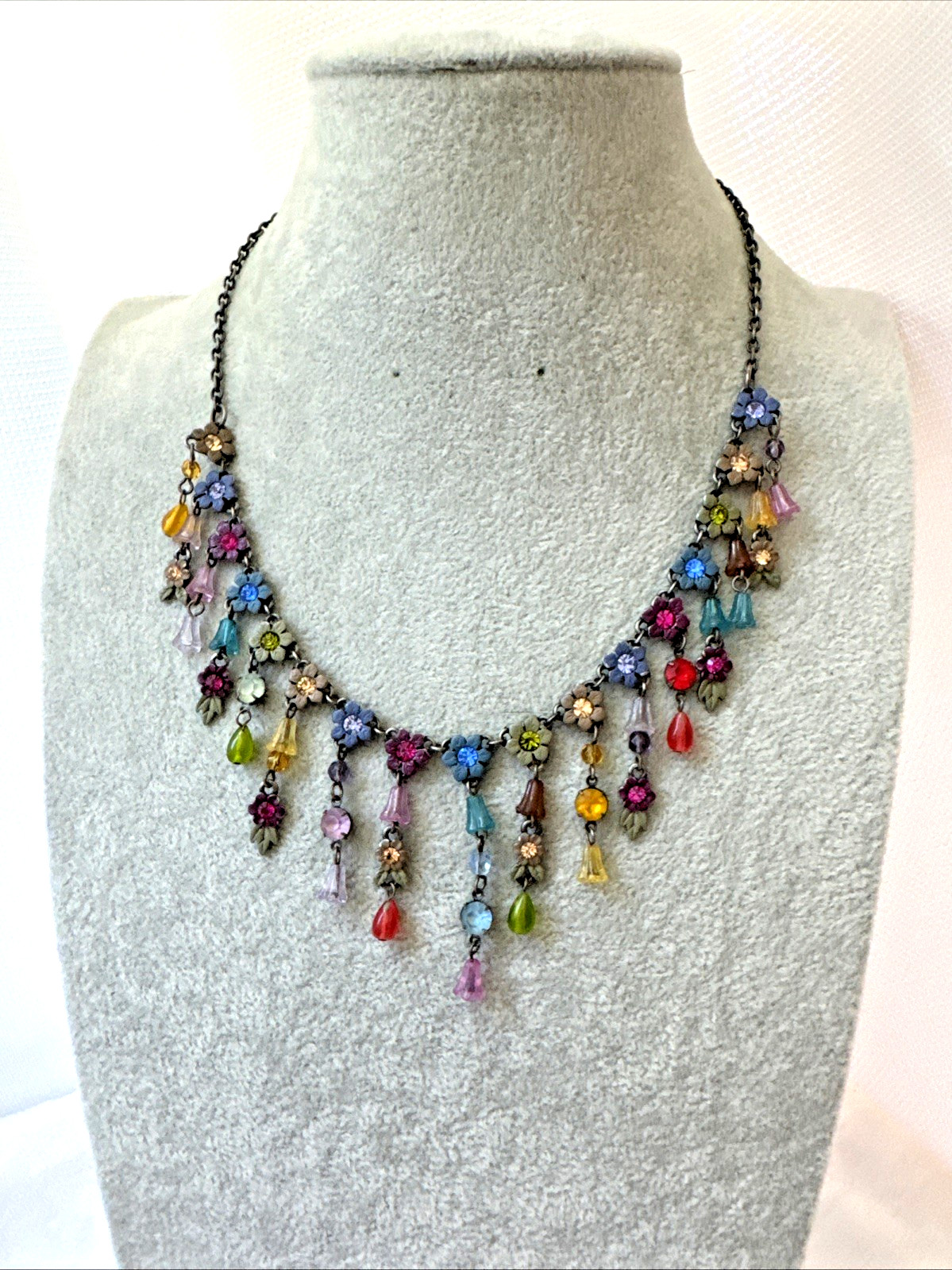 RARE Victorian Revival flower necklace colorful Modernist Jewelry y2k boho fairy