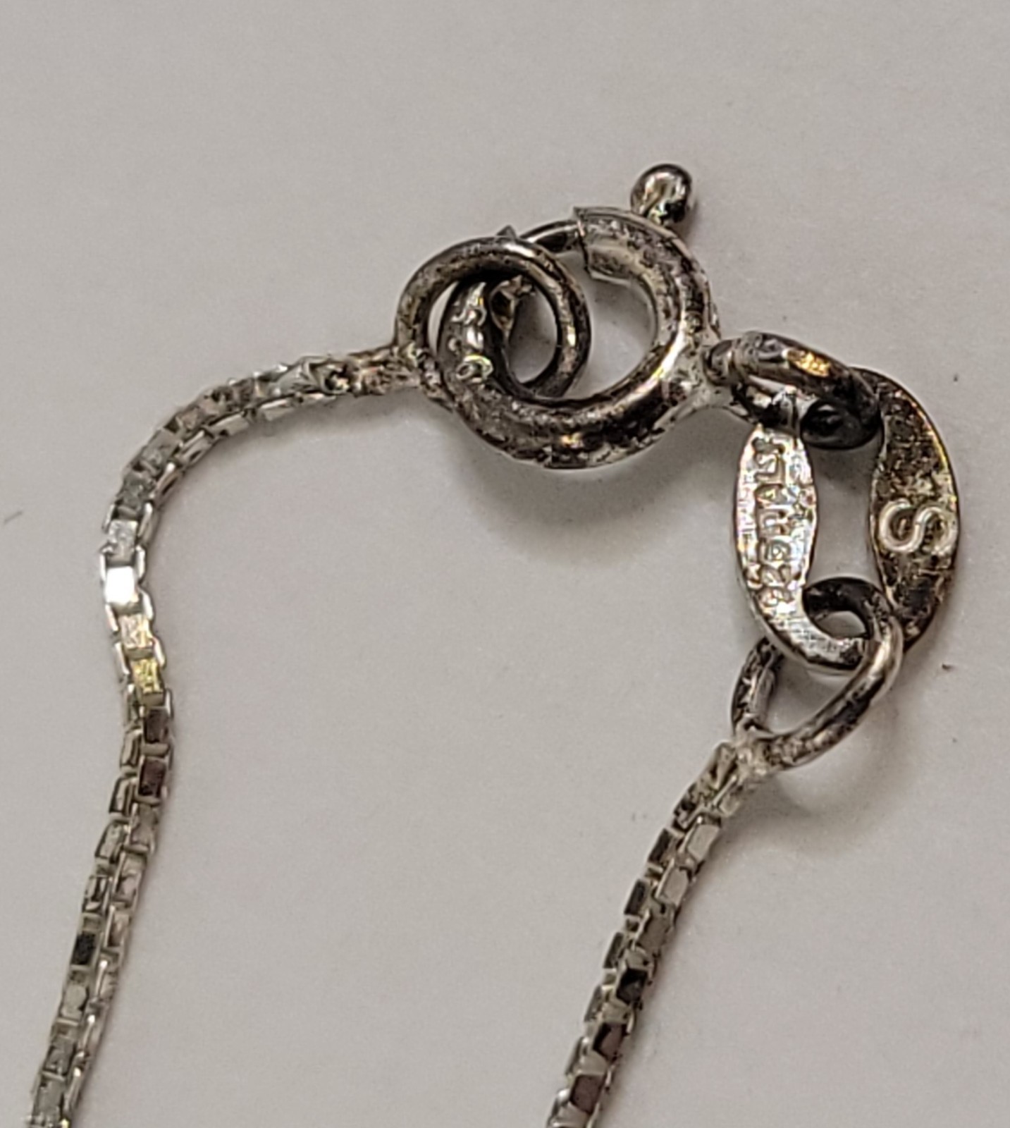 Signed S Sterling 925 Italy Cubic Zircon CZ 1.75” Journey Pendant 18” Necklace