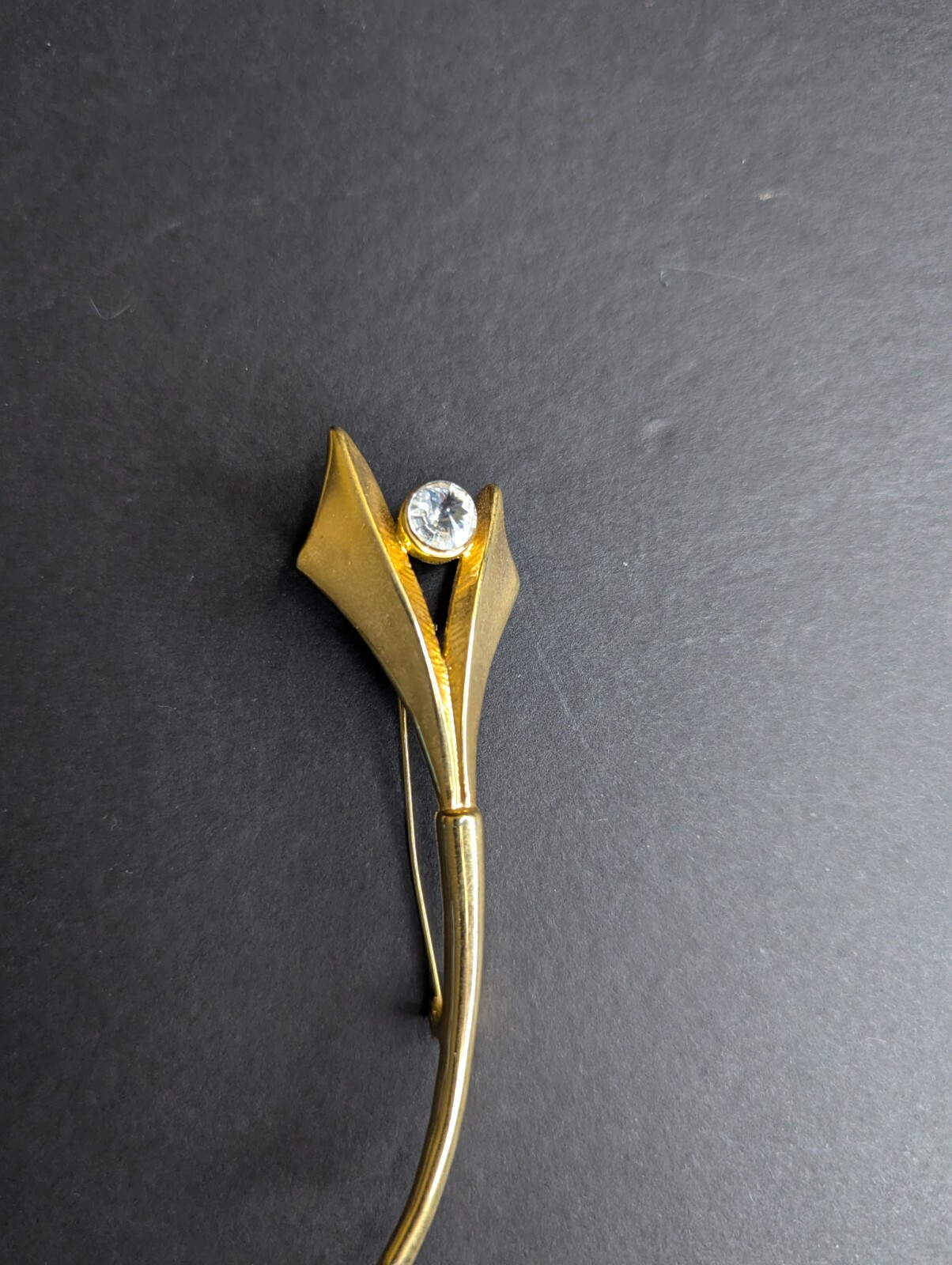 Gold Tone Sparkling Clear Rhinestone Brooch Pin Any Occasion Elegant