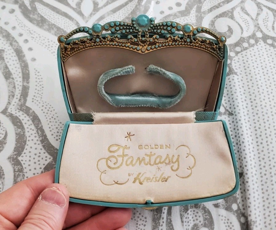 Scarce Vintage Kreisler “Golden Fantasy” Turquoise Ornate Jewelry Box