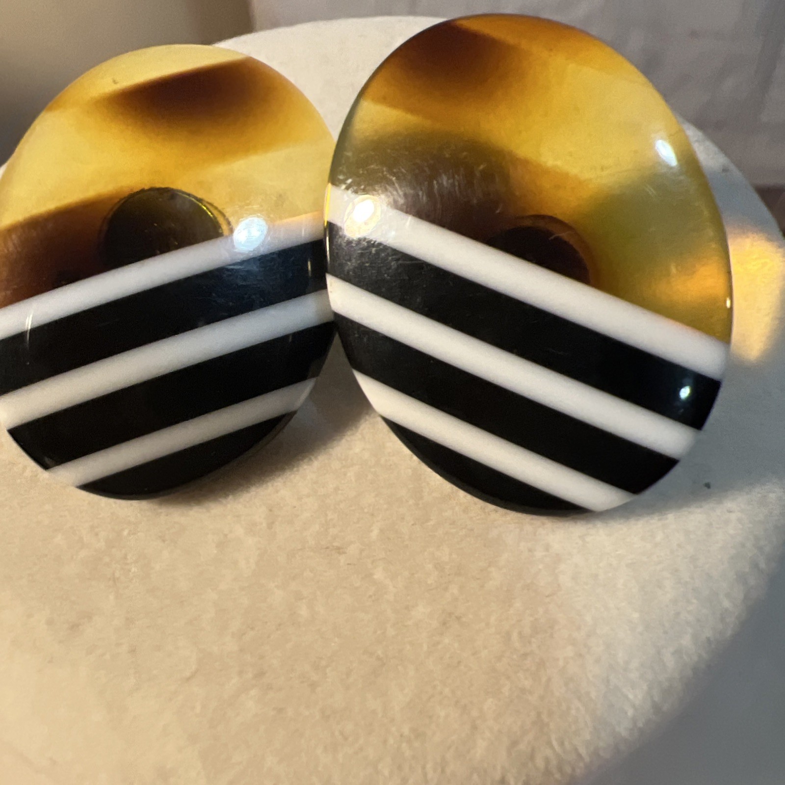Vintage Mod Acrylic Lucite Faux Tortoise Earrings French Deco Pierced