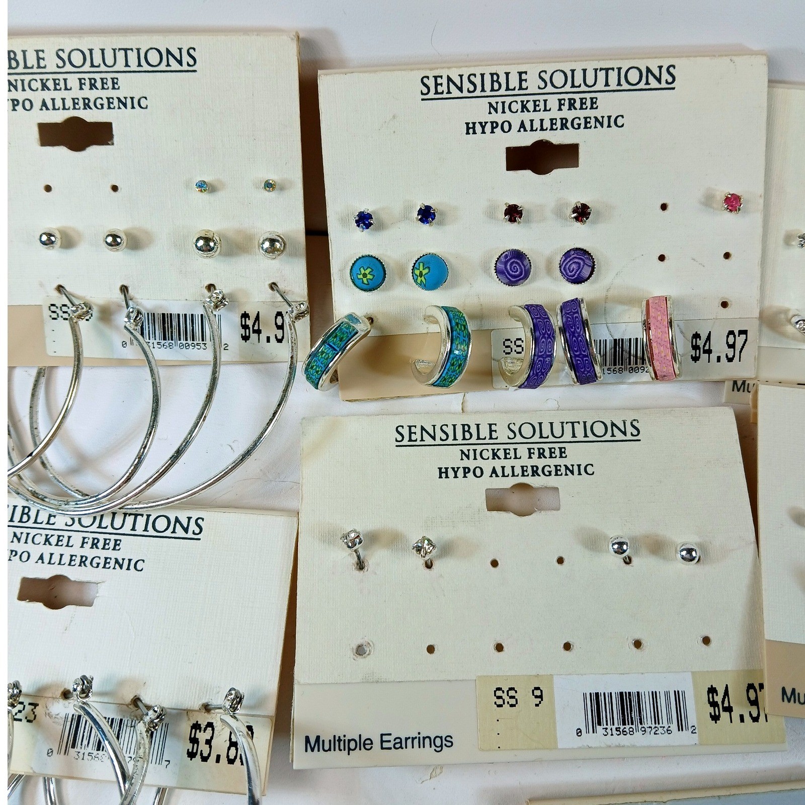 Lot Vintage Y2K Sensible Solutions Earrings Studs Hoops Nickel Free Deadstock