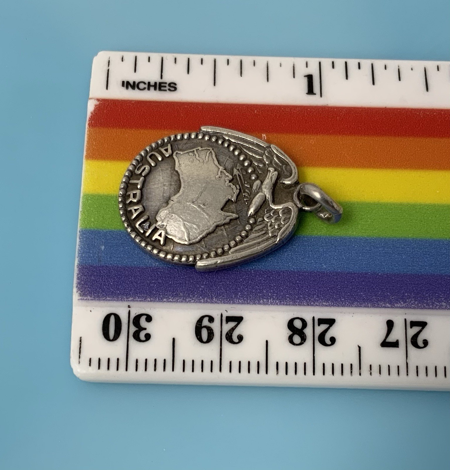 Vintage Sterling Silver US Marine Corps Australia Charm Pendant Eagle 4g