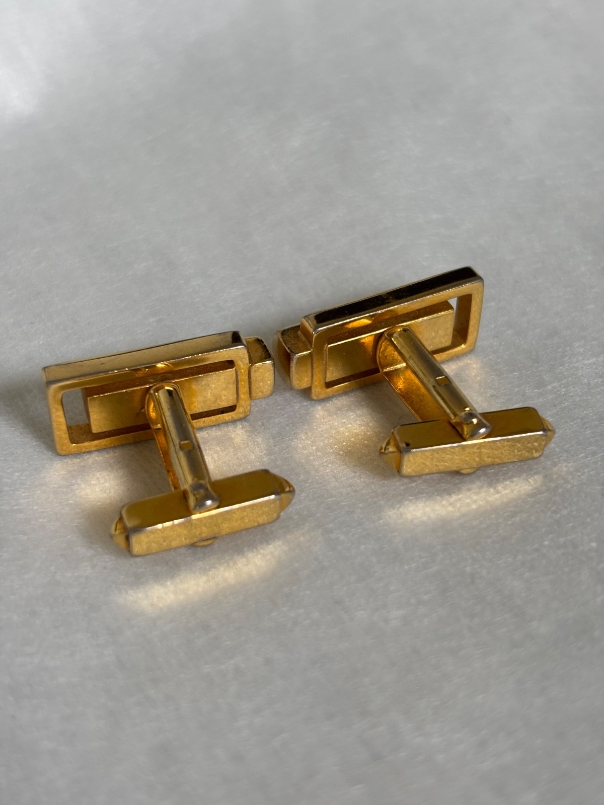 Vintage Givenchy Cufflinks G Logo Gold Tone Rectangle France Style Men’s Jewelry
