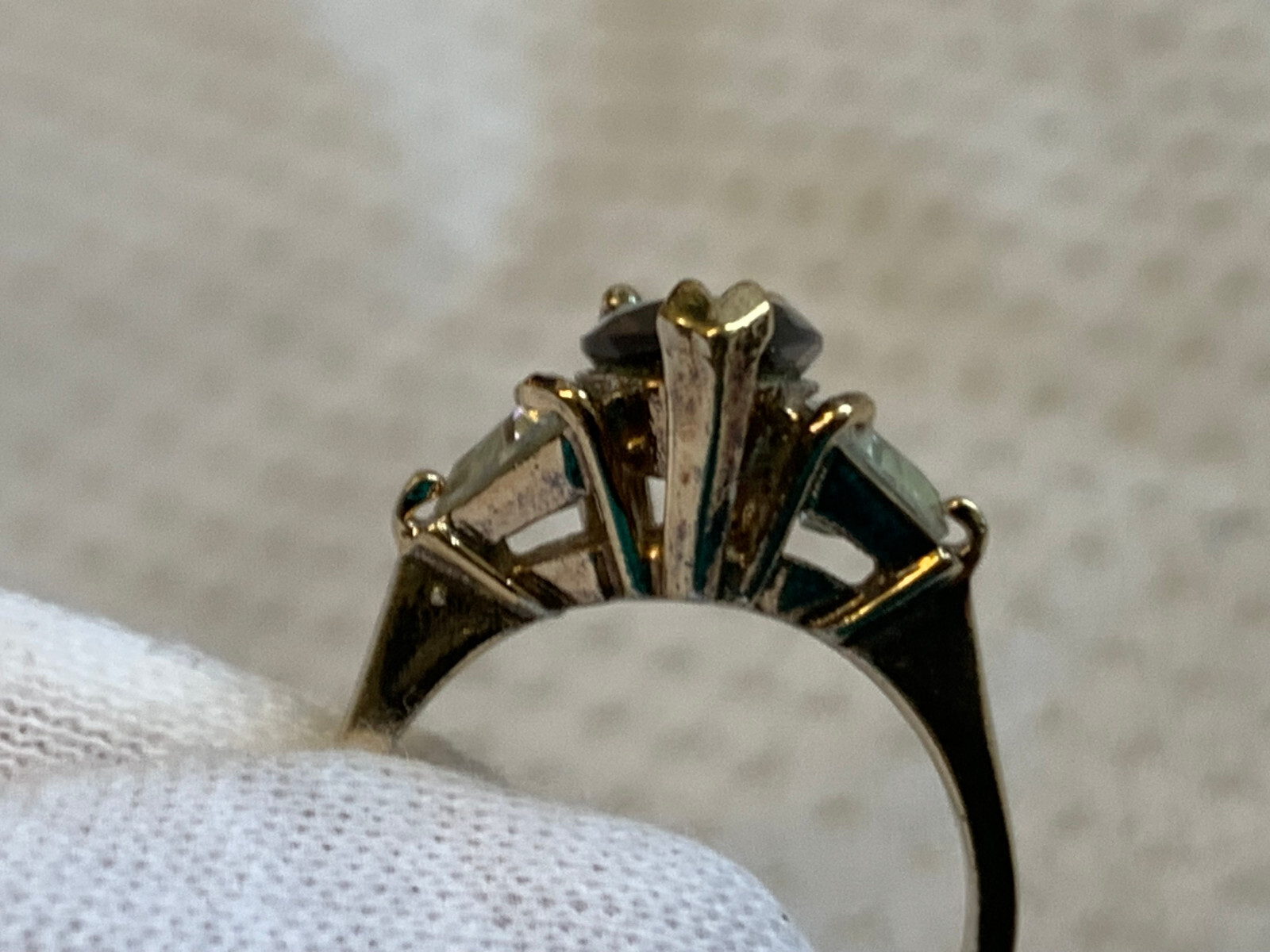 Vtg Sterling Silver Gold Vermeil Ring 3.9g Fine Jewelry Sz 6.75 Smoky Stone
