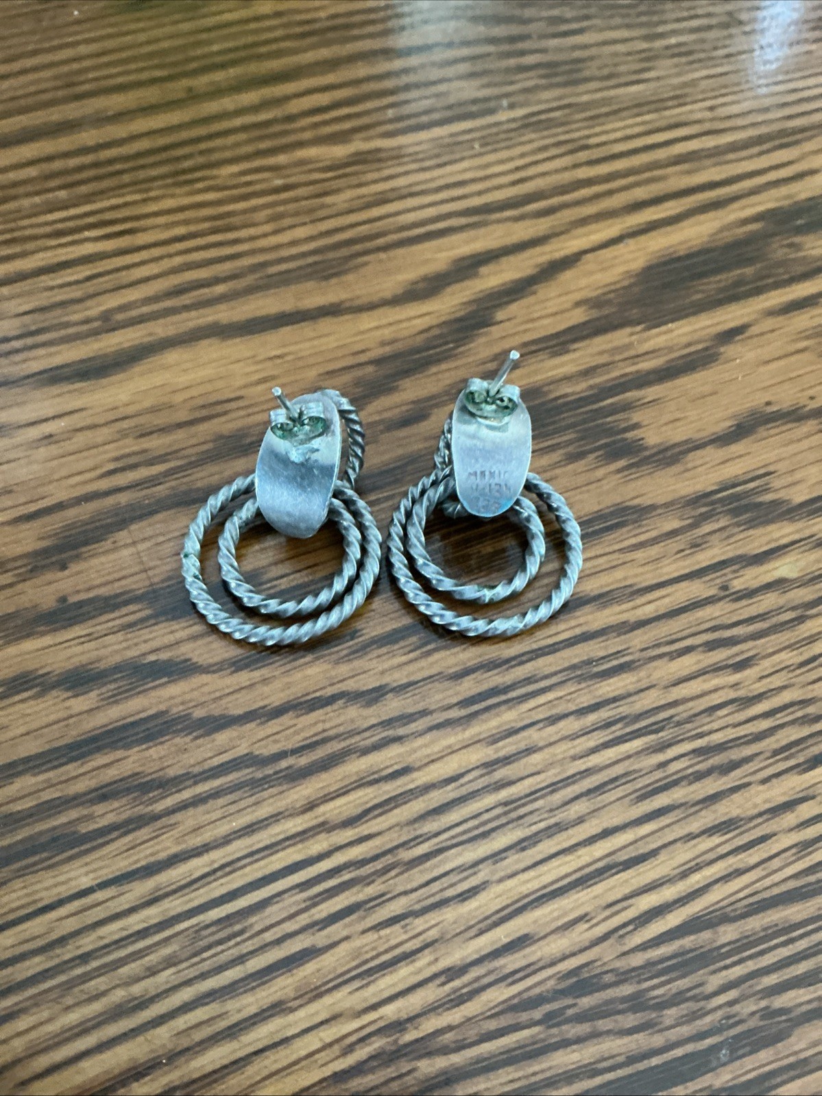 Vintage 925 Sterling Silver Double Twisted rope Drop Earrings