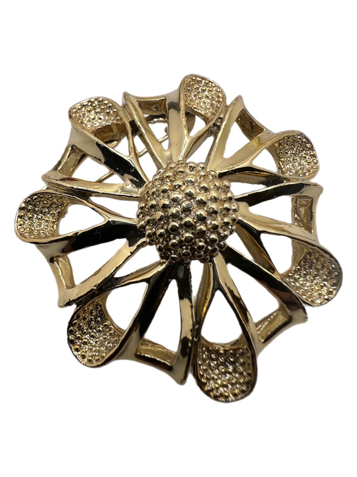 Vtg 1960s Gerrys Flower Brooch Pin Textured Gold Tone Metal Any Occasion