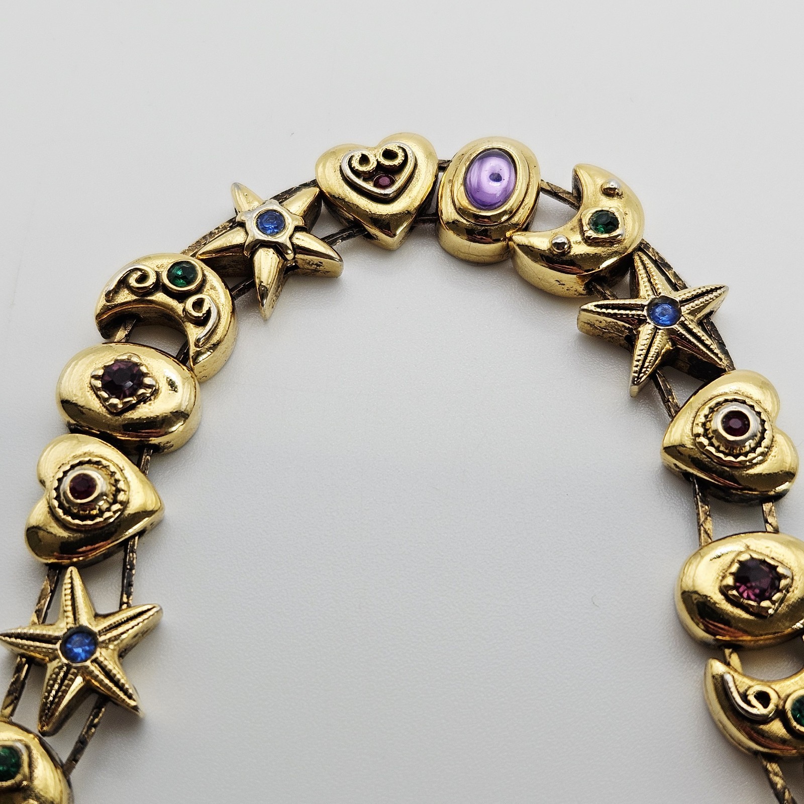 Vintage Goldette Unsigned Victorian Revival 7.5” Slide Bracelet Gold Tone