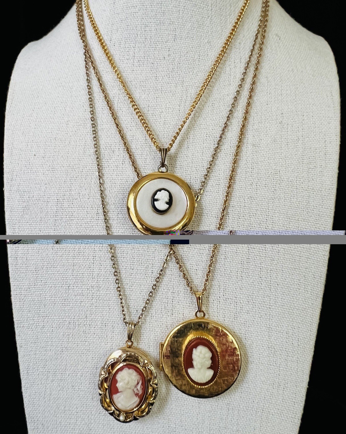 Vtg Estate Cameo Jewelry Artisan Painted Floral Romantic Victorian Revival Lot